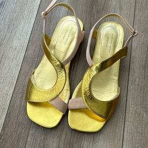 Dries van Noten gold flat sandals 36.5